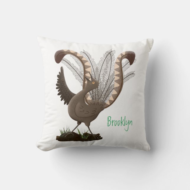 Coussin Cute happy superb lyrebird cartoon illustration  (Recto)