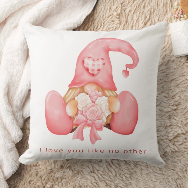 Coussin Cute Heart Gnome Valentine Photo personnalisée (Couverture)