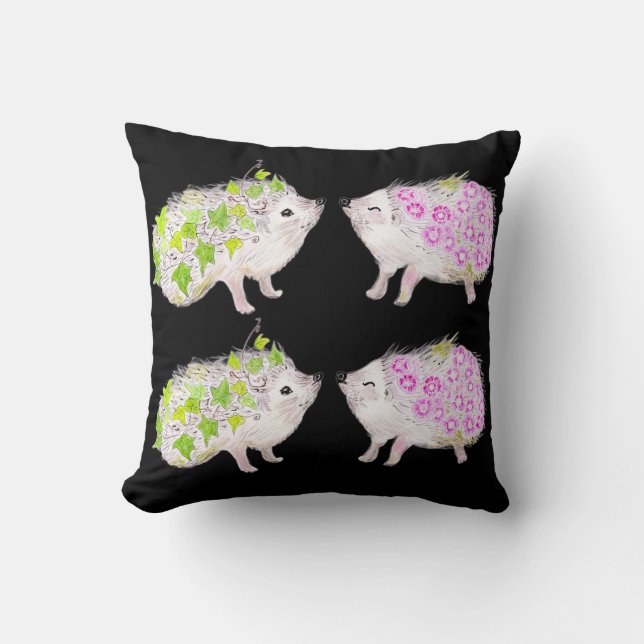 Coussin Cute Hedgehogs Throw Pillow (Recto)