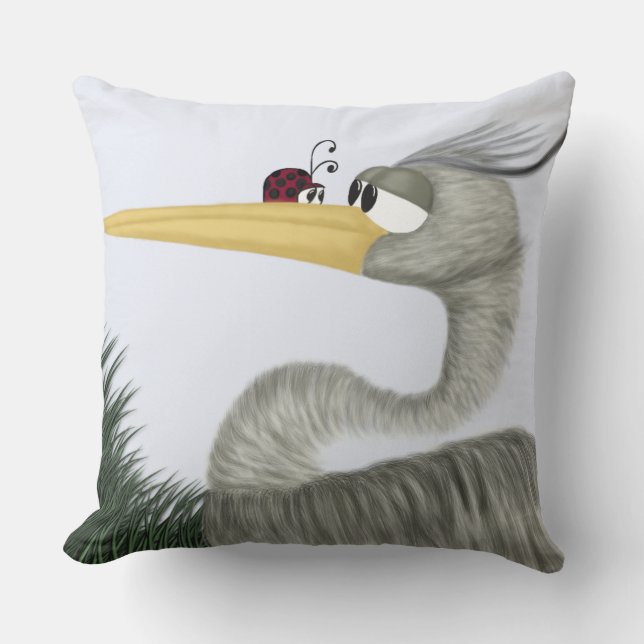 Coussin Cute Heron et Ladybug (Recto)