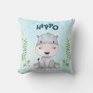 Coussin Cute Hippo Nursery Room