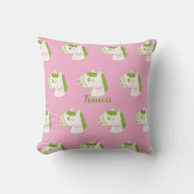 Cute Horses Personalized Pastel Throw Pillow