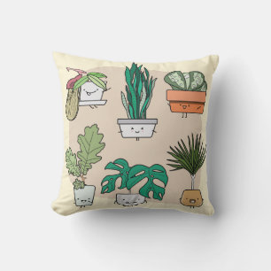 Coussin Cute House Plantes : Botanique colorée.