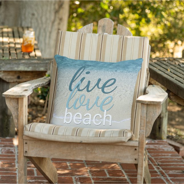 Coussin Cute Inspirational Live Love Beach Citation (Chaise)