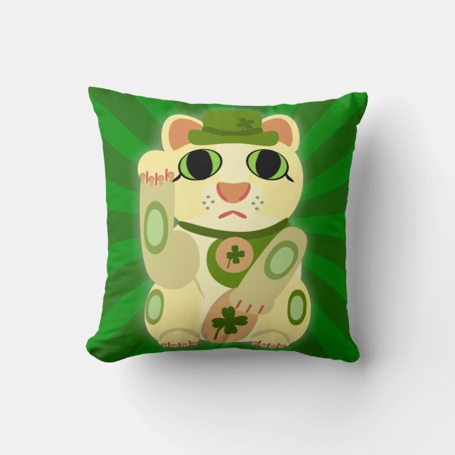 Coussin Cute Irlandais Lucky Cat Mashup (Recto)