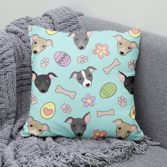 Coussin Cute Italien Greyhound OEufs de Pâques Motif de de (Créateur téléchargé)