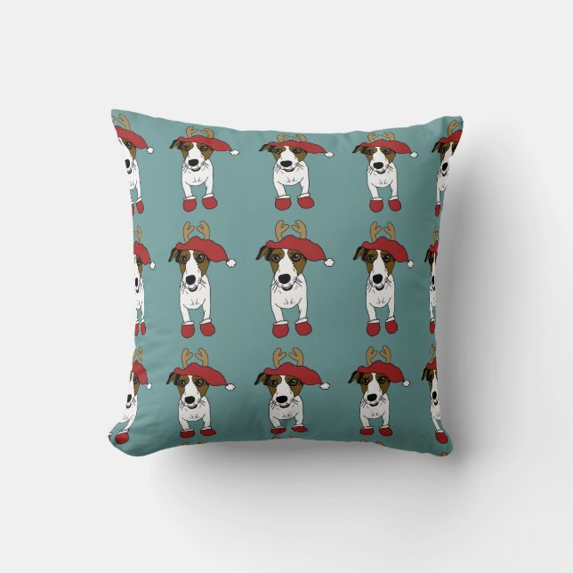 Coussin Cute Jack Russell Terrier Noël (Recto)