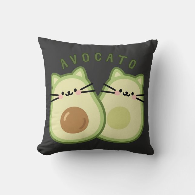 Coussin Cute Kawaii Avocado Cat Mashup (Recto)