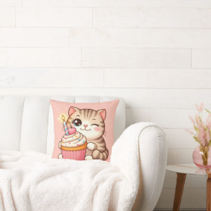 Coussin Cute Kawaii chaton avec Cupcake