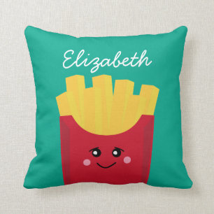 Coussin Cute Kawaii Fries françaises avec nom personnalisé