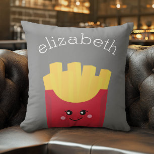Coussin Cute Kawaii Fries françaises avec nom personnalisé