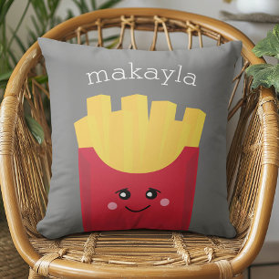 Coussin Cute Kawaii Fries françaises avec nom personnalisé
