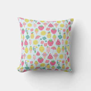 Coussin Cute Kawaii Fruit Tropical avec Visages Motif