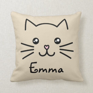 Coussin Cute Kawaii Kitten Visage de chat avec nez de coeu