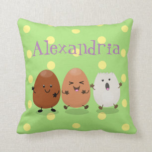 Coussin Cute kawaii oeufs humoristique dessin animé