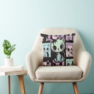 Coussin Cute Kawaii Pastel Goth Patchwork Gothique Déplais
