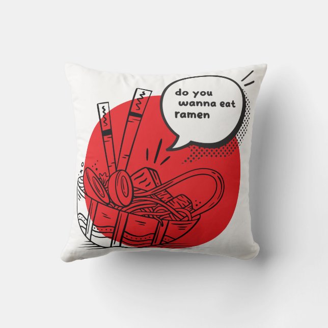 Coussin Cute Kawaii Ramen - Funny Japanese Food  (Verso)