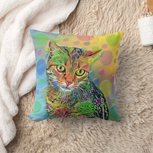 Coussin Cute kitten - abstrait - peinture colorée (Couverture)