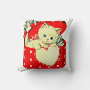 Coussin Cute Kitten Coeur Vintage Chat Retro Kitty
