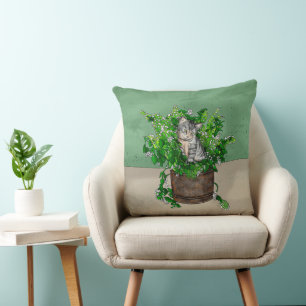 Coussin Cute Kitten en Catnip Antique Pot