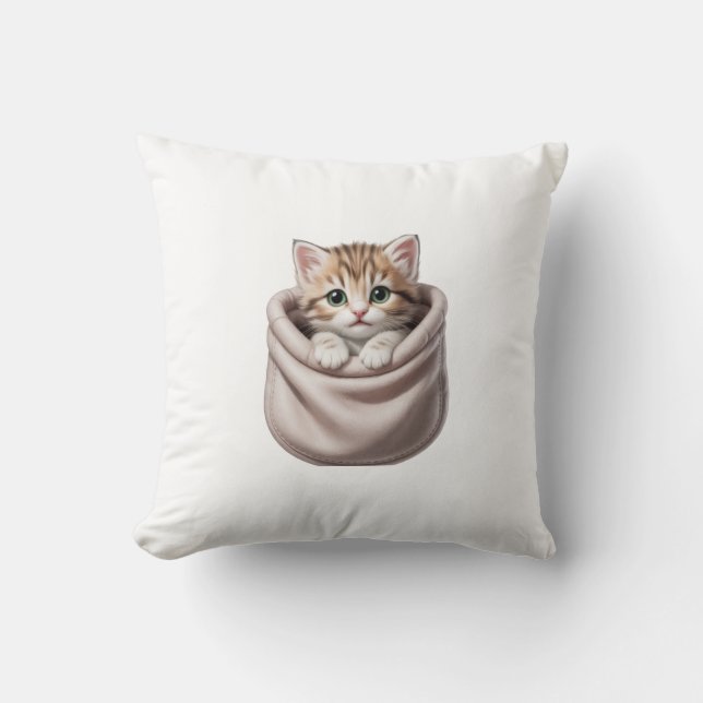 Coussin Cute Kitten en Conception de poche, artisanat de c (Recto)