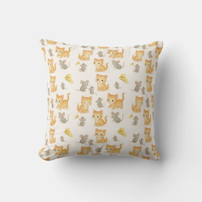 Coussin Cute Kitten et souris Motif sans couture (Recto)