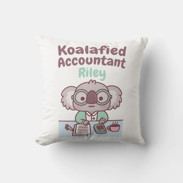 Coussin Cute Koala Bear Koalafied Comptable Funny Pun (Recto)