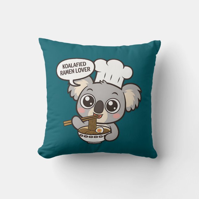 Coussin Cute Koala profitant de Ramen (Recto)