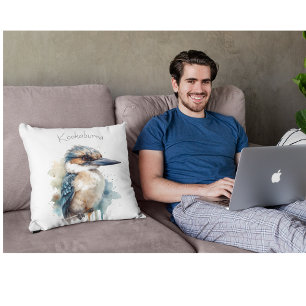 Coussin Cute Kookaburra sur une branche, personnalisé