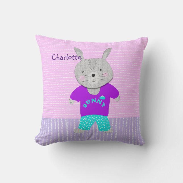 Coussin Cute lapin lapin Enfants Personnalisés (Recto)
