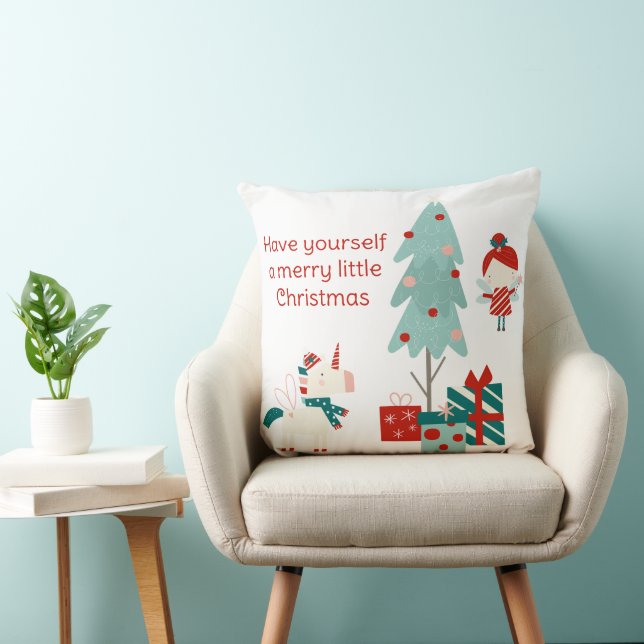 Coussin Cute licorne et fée Nom personnalisé Joyeux Noël (Chaise)