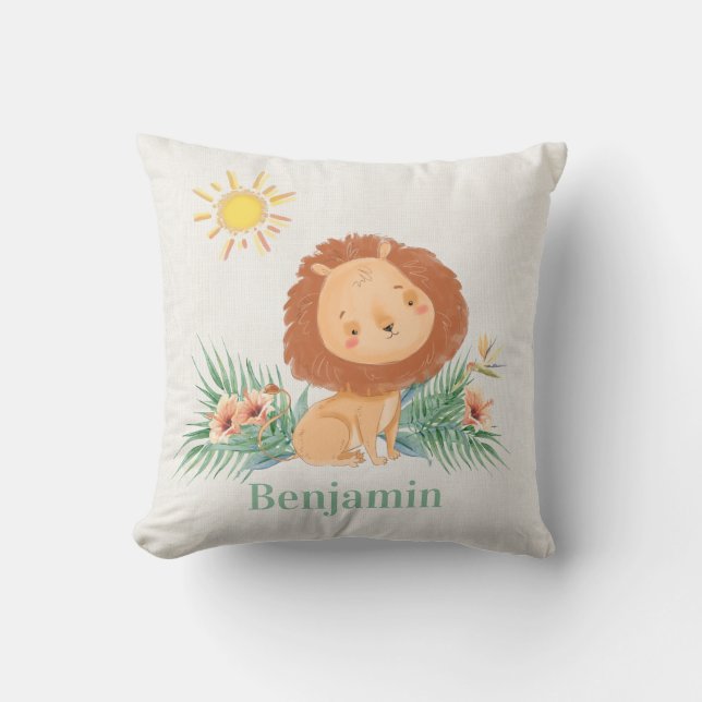 Coussin Cute Lion Dans La Jungle Personnalisé (Recto)