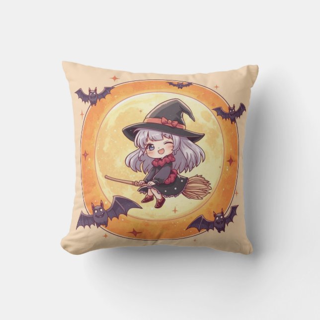 Coussin Cute Little Witch Halloween Pillow (Recto)