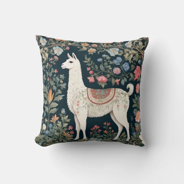Coussin Cute Llama Élégant Floral (Recto)