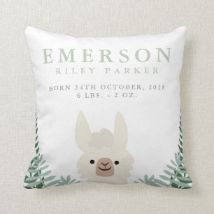 Coussin Cute Llama Faire-part de naissance  Nursery Coussi