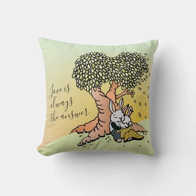 Coussin Cute Love Bunnies Citation sur l'amour (Recto)