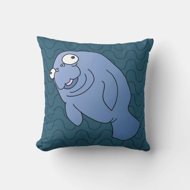 Coussin Cute Manatee Hugger Cartographier animal (Recto)