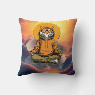 Coussin Cute Meditating Tiger – Zen Animal Cartoon Design
