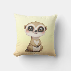 Coussin Cute Meerkat sur sable clair beige