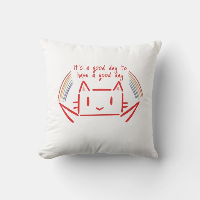 Coussin Cute Minimalist Cat Illustration  (Recto)