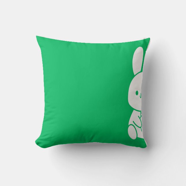 Coussin Cute Minimalist Peeking Bunny Illustration (Recto)