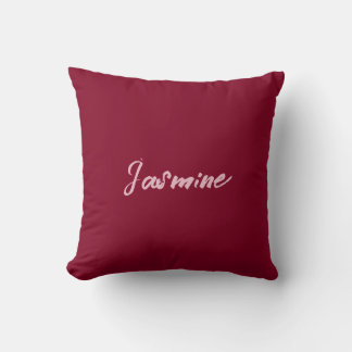 Coussin Cute Minimaliste Bourgogne Rouge Calligraphie Nom