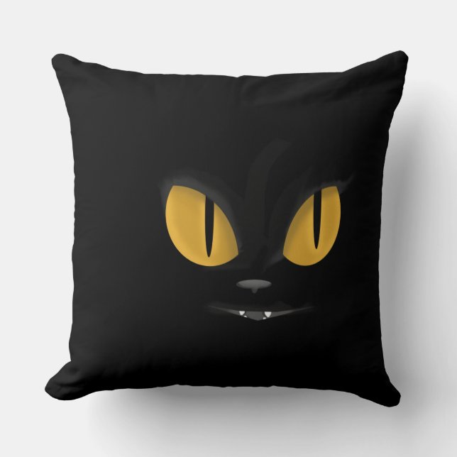 Coussin Cute Mischievous Chat Noir avec les doigts (Recto)