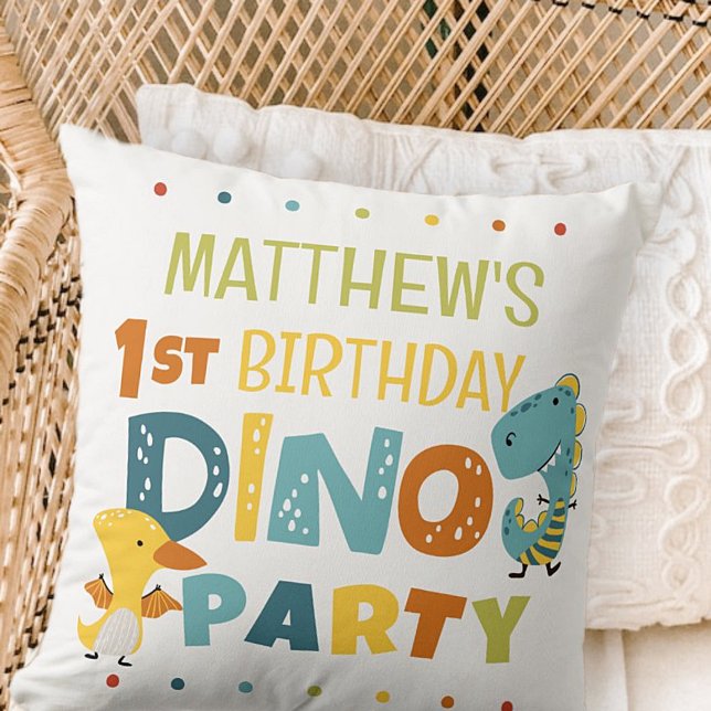 Coussin Cute Modern Dino Dinosaur fête d'anniversaire pour (Créateur téléchargé)