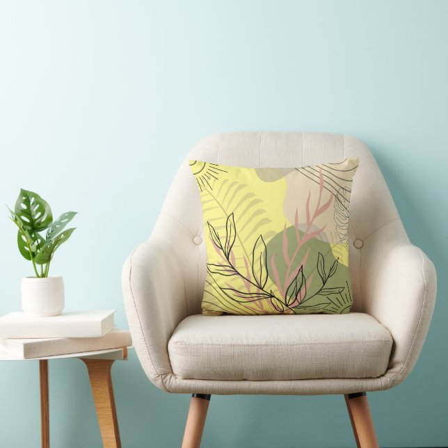 Coussin Cute Moderne Boho Floral Jaune clair (Chaise)