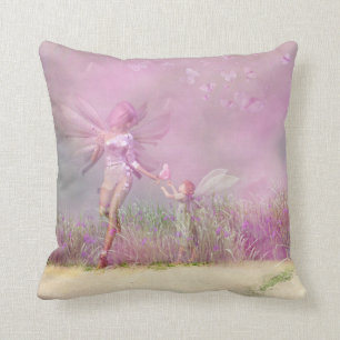 Coussin Cute Moderne Fées Papillons Rose Girls