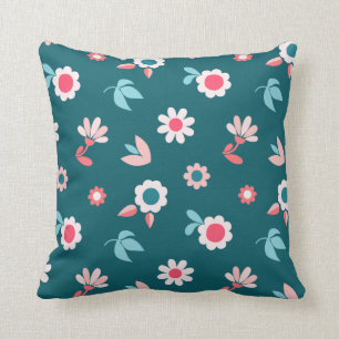Coussin Cute moderne rose et Turquoise motif floral