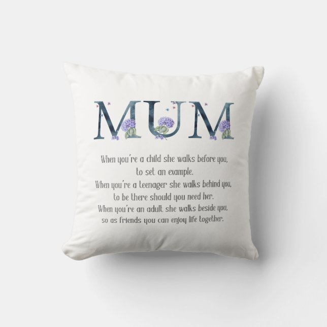 Coussin Cute MUM Poem Floral (Recto)