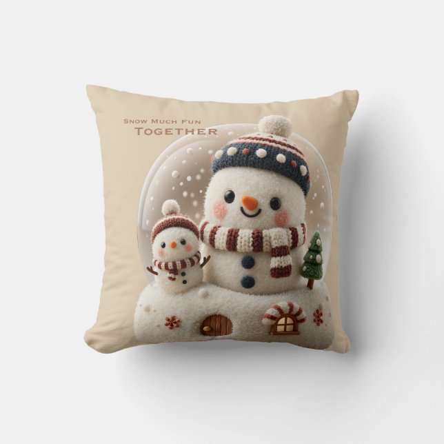 Coussin Cute Needle Felted Snowman Snowglobe (Recto)
