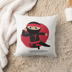 Coussin Cute Ninja Warrior Black & Red Kids